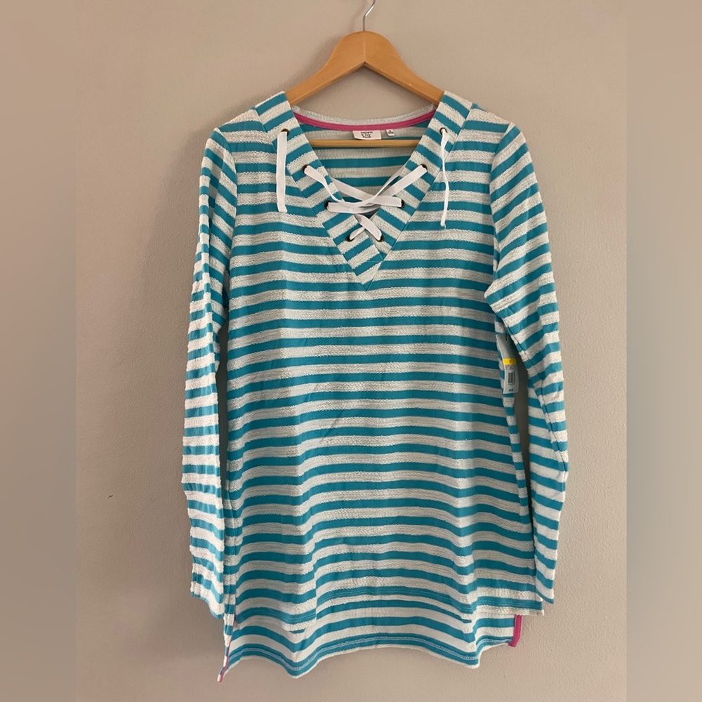 Crown & Ivy Blue & White Striped Swim Coverup